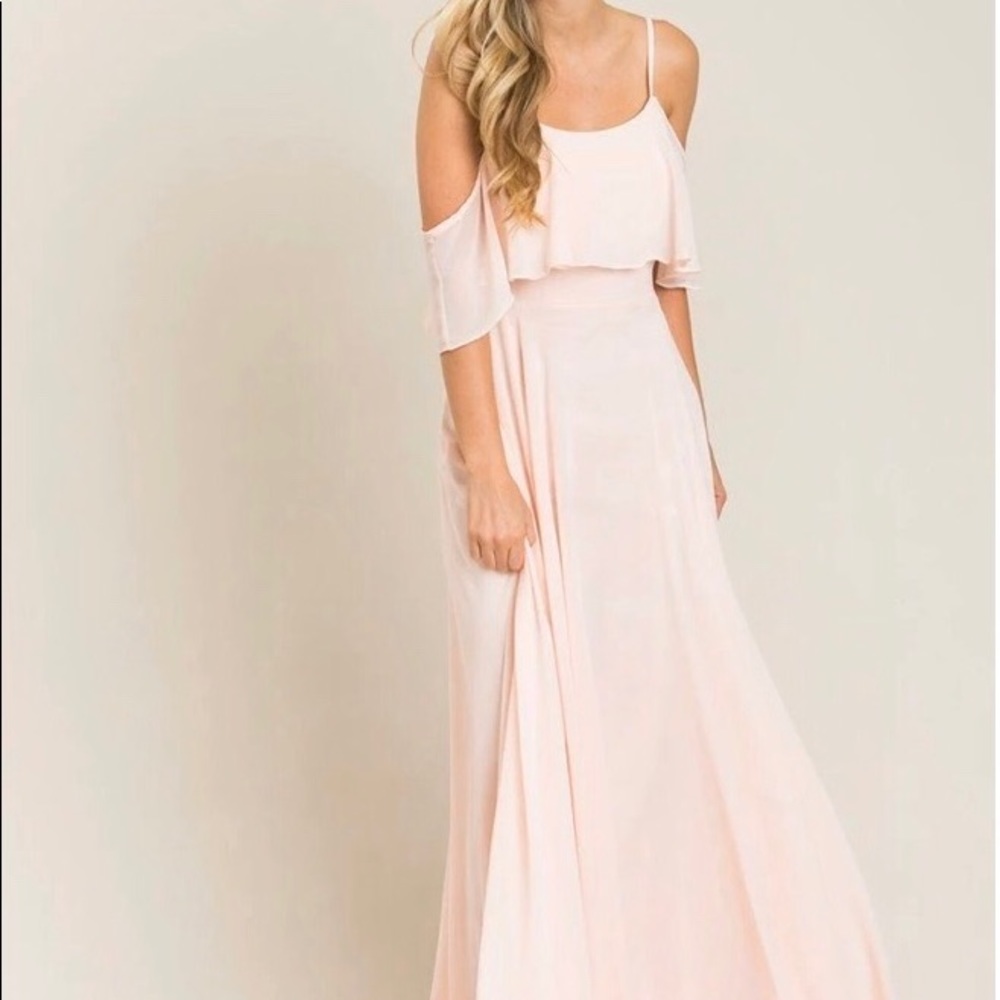 Blush Pink Morning Lavender Maxi Bridesmaid Dress - Picture 2 of 4